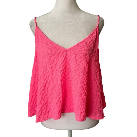 Lilly Pulitzer bright pink textured tank top size L - Picture 1 of 13